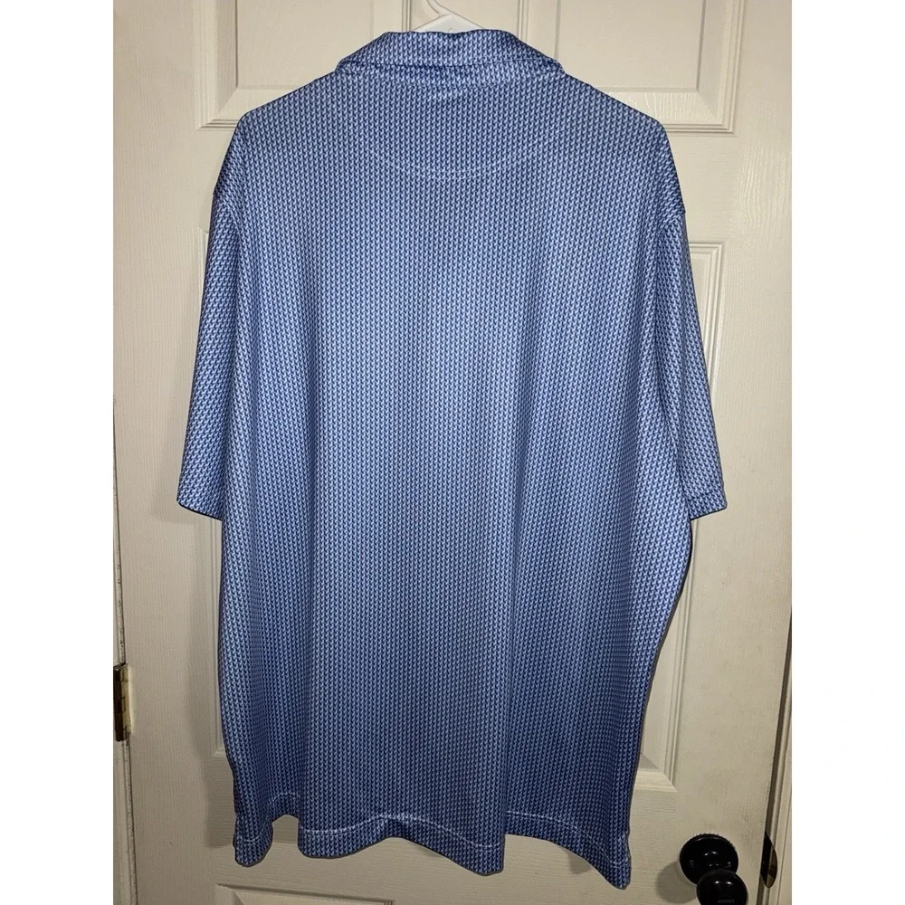 Deolax Polo‎ Shirt Xl Blue  Collar Performance Golf Stretch Geometric Men
